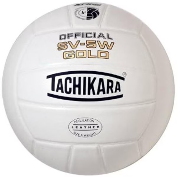 Tachikara SV5W-GOLD.NFHS Gold Competition Premium Leather Volleyball - White, Tachikara, Mfr#: SV5W-GOLD.NFHS